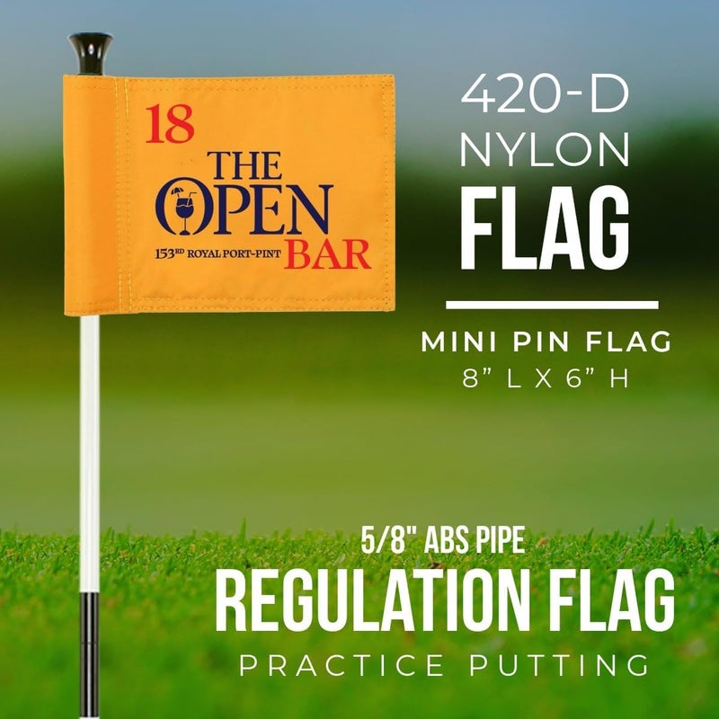 WATSY Golf Flag 8x6 Inch – 420D Nylon Double-Sided Mini Pin Flag with Tube Inset, Practice Putting Green Flags for Yard (The Open-Inspired) - Image 4